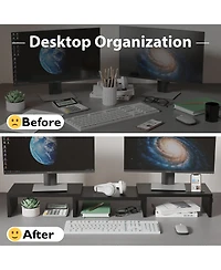 Gnuadz Monitor Stand Riser Smartphone Holder Adjustable Wooden Organizer