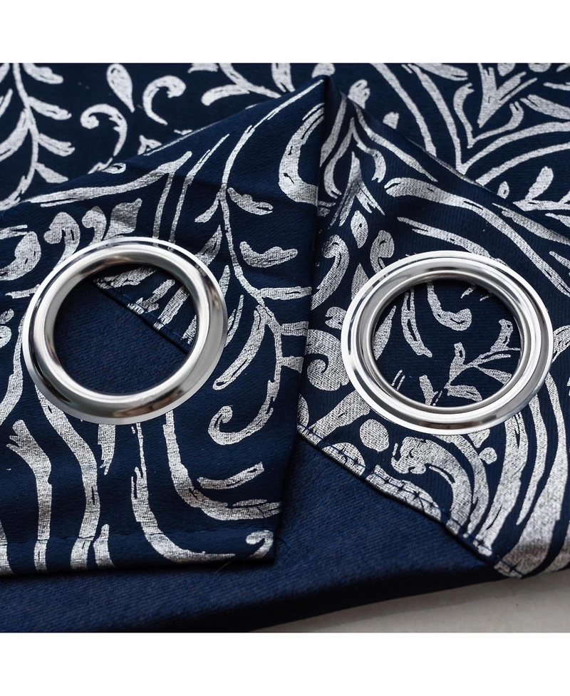 Rt Designers Collection Helena Halo Foil Blackout Polyester Window Curtain Grommet Panel 52" x 84