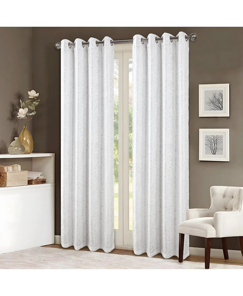 Rt Designers Collection Brighton Foil Jacquard Polyester Window Curtain Grommet Panel 52" x 84"
