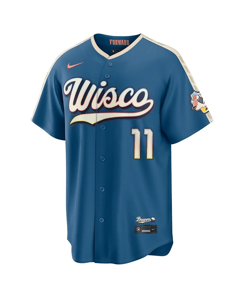 Nike Men's Jackson Chourio Mineral Blue Milwaukee Brewers 2026 City Connect Stadium Jersey