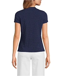 Lands' End Women's Tall Lightweight Jersey Button Pintuck Top