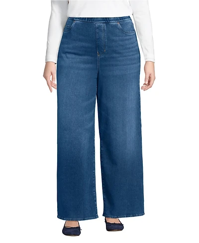 Lands' End Plus Starfish Denim High Rise Wide Leg Jeans