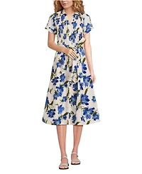 Lands' End Women's Poplin Pintuck Detail Shirt Dress