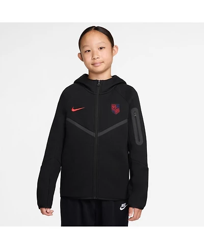 Nike Big Boys and Girls Black Usmnt Tech Fleece Full-Zip Hoodie