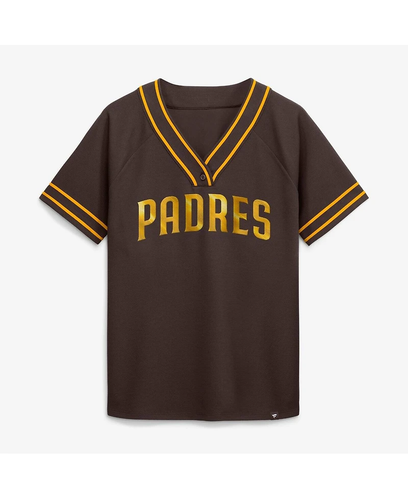 Fanatics Women's Brown San Diego Padres Diva Race Ahead Raglan V-Neck T-Shirt