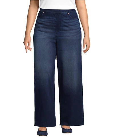 Lands' End Plus Starfish Denim High Rise Wide Leg Jeans