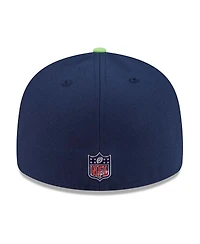 New Era Men's College Navy/Neon Green Seattle Seahawks 2026 Nfl Draft Pre-Curved 59FIFTY Fitted Hat