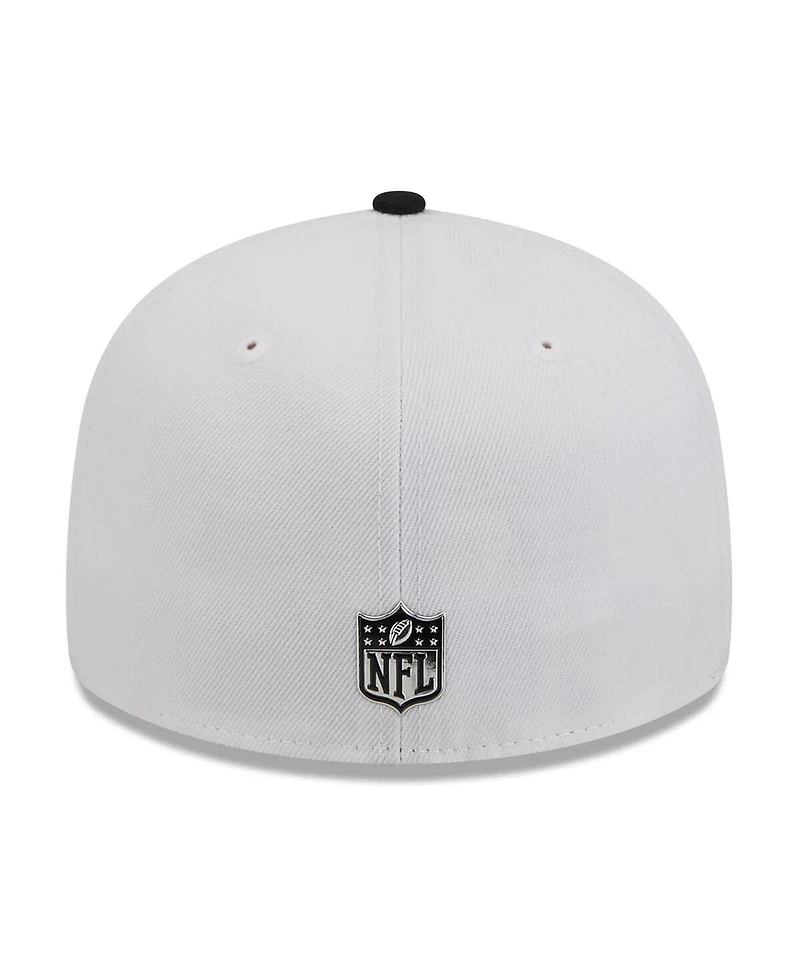 New Era Men's White/Black Las Vegas Raiders 2026 Nfl Draft Pre-Curved 59FIFTY Fitted Hat