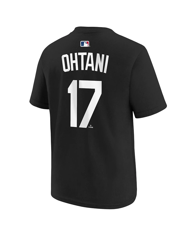 Nike Big Boys and Girls Shohei Ohtani Black Los Angeles Dodgers Name Number T-Shirt
