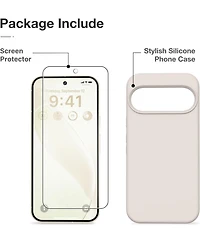 Gonez for Google Pixel 10/Pixel 10 Pro Case, Liquid Silicone Case with Screen Protector, Full Body Protective Cover, Shockproof Phone Cover