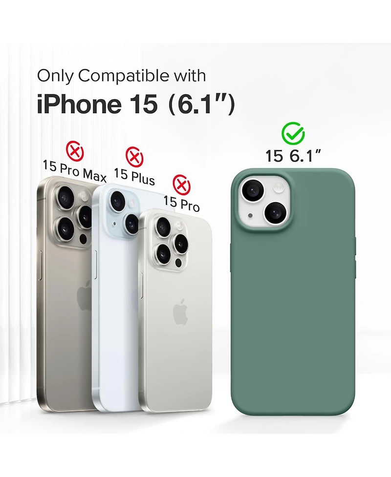 Gonez for iPhone 15 Case, Liquid Silicone Case with Anti-Scratch Soft Microfiber Lining Shockproof Protective Phone Cover 6.1", Midnight Green