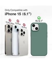 Gonez for iPhone 15 Case, Liquid Silicone Case with Anti-Scratch Soft Microfiber Lining Shockproof Protective Phone Cover 6.1", Midnight Green