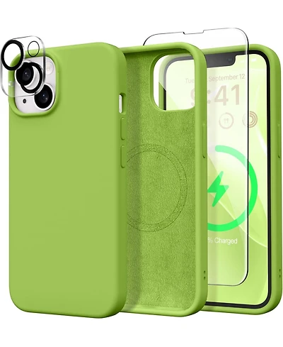 Gonez Magnetic for iPhone 15 Case Anti-Scratch Microfiber Lining Shockproof Protective Silicone Phone Cover