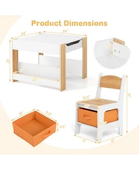 Gouun 4-in-1 Kids Activity Table and 2 Chairs Set with Reversible Tabletop