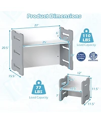 Gouun 3-Piece Toddler Activity Table Set with 2 Nesting Storage Stools