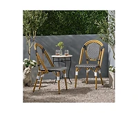 sumyeg Set of 2 Bamboo Print Aluminum Outdoor Chairs, Lightweight and Rust-Resistant