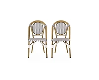 sumyeg Set of 2 Bamboo Print Aluminum Outdoor Chairs, Lightweight and Rust-Resistant