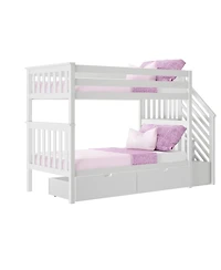 Max and Lily Twin over Staircase Bunk Bed with Storage Drawers