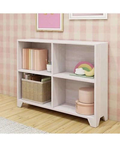Max and Lily Bookshelf, 4 Shelves Bookcase, Solid Wood Bookshelves for Bedroom