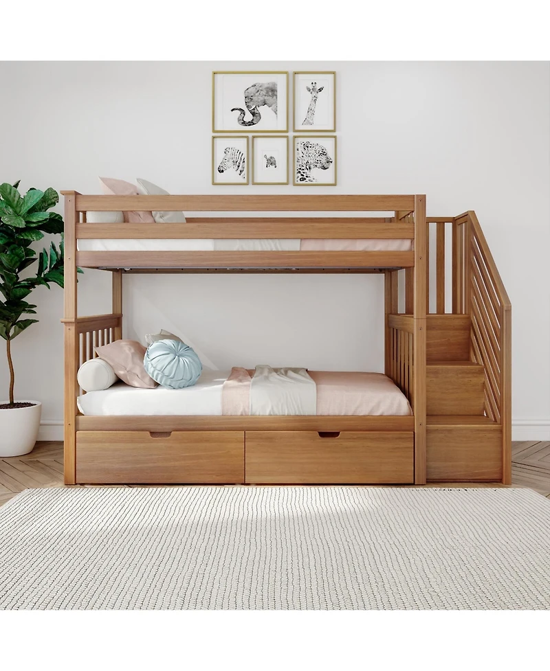 Max and Lily Twin over Staircase Bunk Bed with Storage Drawers
