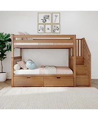 Max and Lily Twin over Staircase Bunk Bed with Storage Drawers