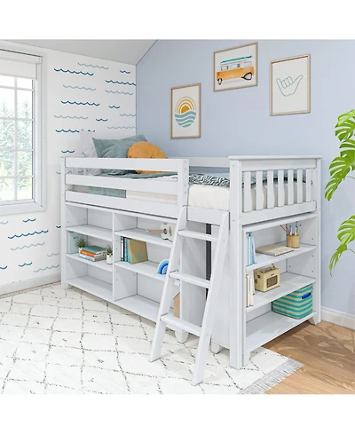 Max & Lily Low Loft With 3-Shelf Bookcase and 6-Shelf