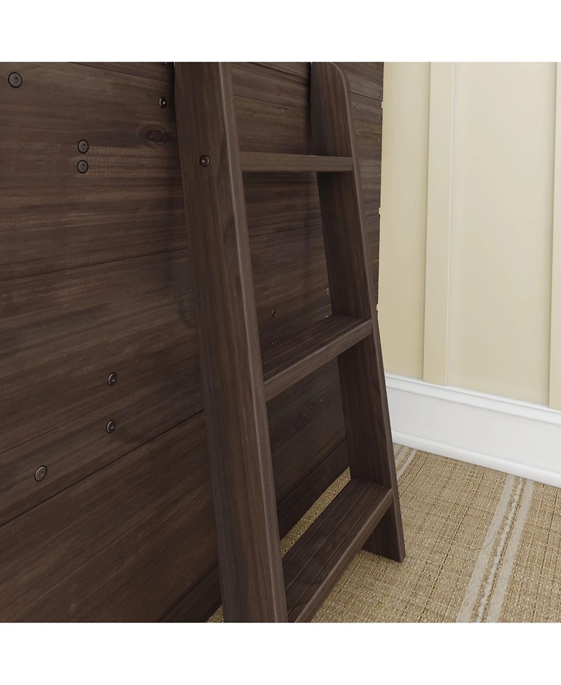 Max and Lily Farmhouse Twin Low Loft with Bookcase