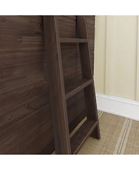 Max and Lily Farmhouse Twin Low Loft with Bookcase