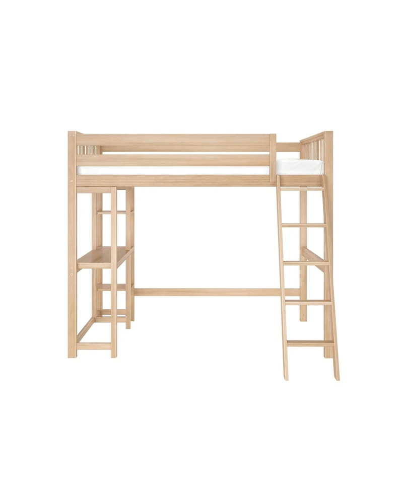 Max and Lily Scandinavian High Loft w/ Side Desk Shelves