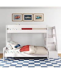 Max & Lily Modern Farmhouse Twin Over Full Bunk Bed With Staircase
