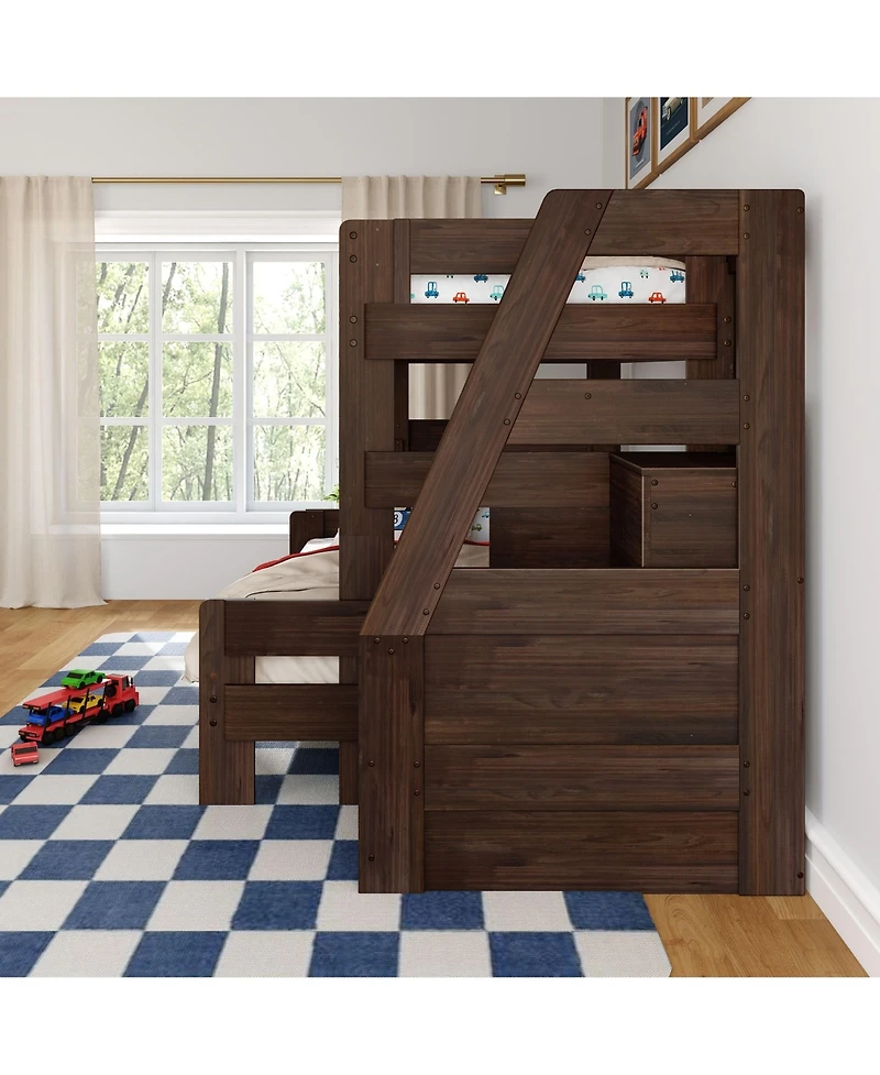 Max & Lily Modern Farmhouse Twin Over Full Bunk Bed With Staircase