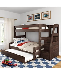 Max and Lily Modern Farmhouse Twin Over Full Bunk Bed With Staircase