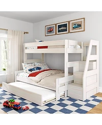 Max and Lily Modern Farmhouse Twin Over Full Bunk Bed With Staircase