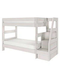 Max and Lily Modern Farmhouse Twin Over Bunk Bed With Staircase