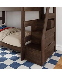 Max and Lily Modern Farmhouse Twin Over Bunk Bed With Staircase