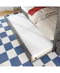 Max & Lily Twin Over Wood Staircase Bunk Bed with Trundle, Driftwood