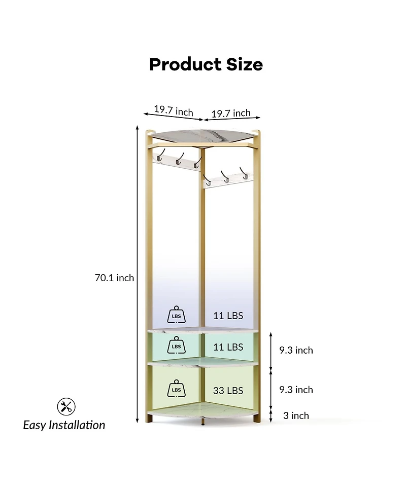gaomon Corner Clothes Rack with Shoe Bench