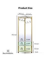 gaomon Corner Clothes Rack with Shoe Bench