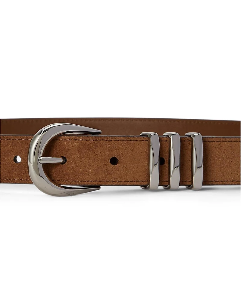 Lauren Ralph Women's Metal-Keeper Suede Skinny Belt