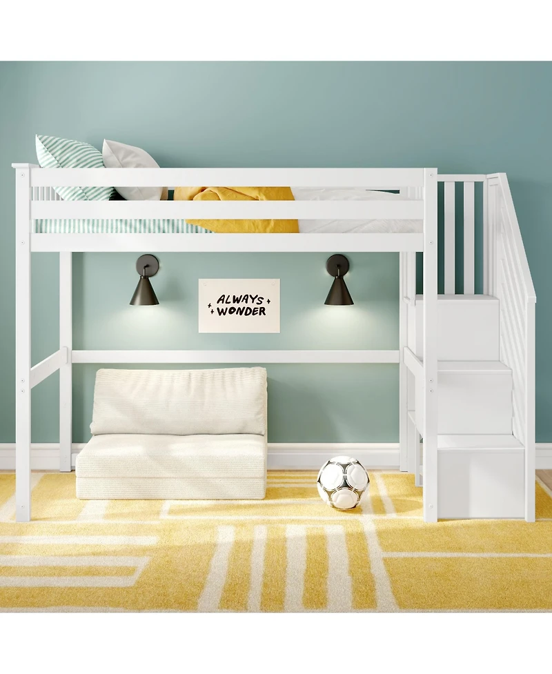 Max & Lily Classic Twin High Loft with Staircase