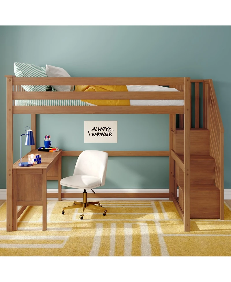 Max & Lily Classic Full High Loft, Desk, Staircase