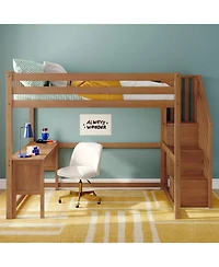 Max & Lily Classic Full High Loft, Desk, Staircase
