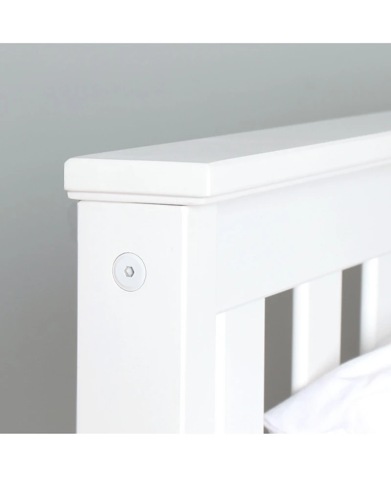 Max and Lily Queen Bed Frame, Solid Wood Platform with Slatted Headboard for Kids