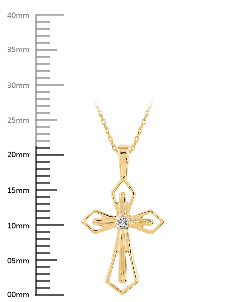 14k White or Yellow Gold Pendant, Diamond Accent Cross