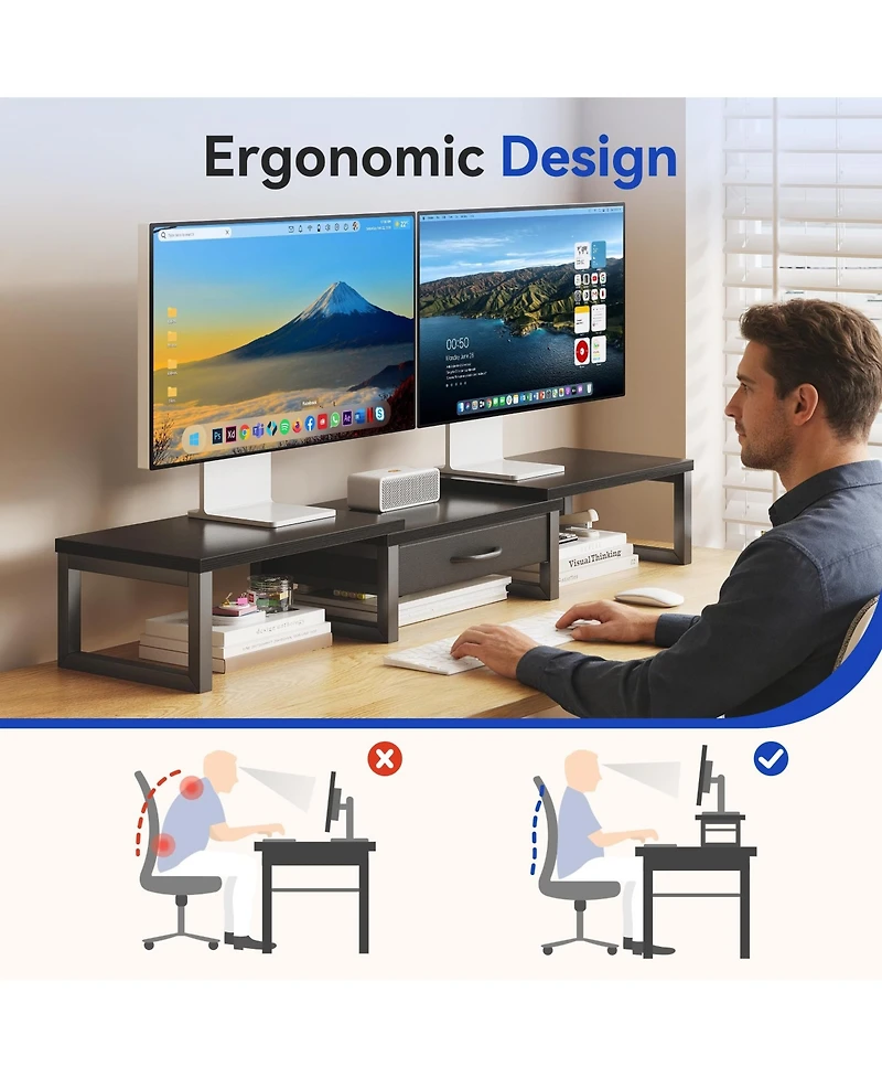 Gnuadz Monitor Stand Riser Desk Organizer Drawer Shelf
