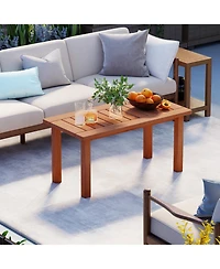 Slickblue Patio Coffee Table with Slatted Surface for Outdoor Spaces