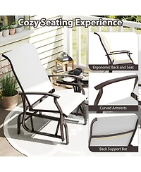 Gouun Outdoor Glider Patio Chairs Set of 2 with Ergonomic Backrest