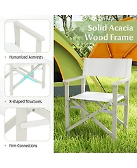 Gouun Folding Acacia Wood Director Chair with Washable Fabric Seat