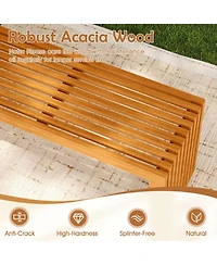 Gouun 36-inch All-Slat Acacia Wood Patio Loveseat Bench