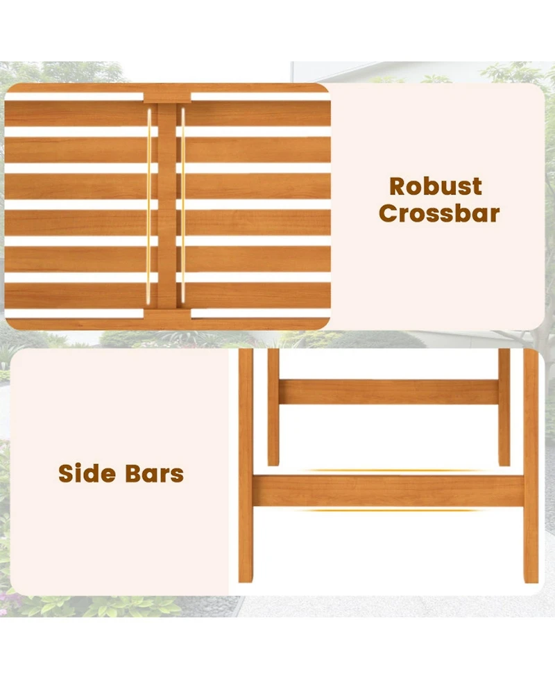 Gouun Acacia Wood 2-Person Patio Loveseat with Geometric Backrest